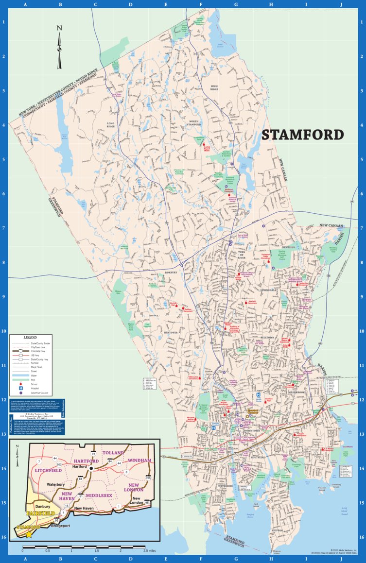 Stamford Ct Foldout Map Map By Media Ventures Inc Avenza Maps Avenza Maps 3422