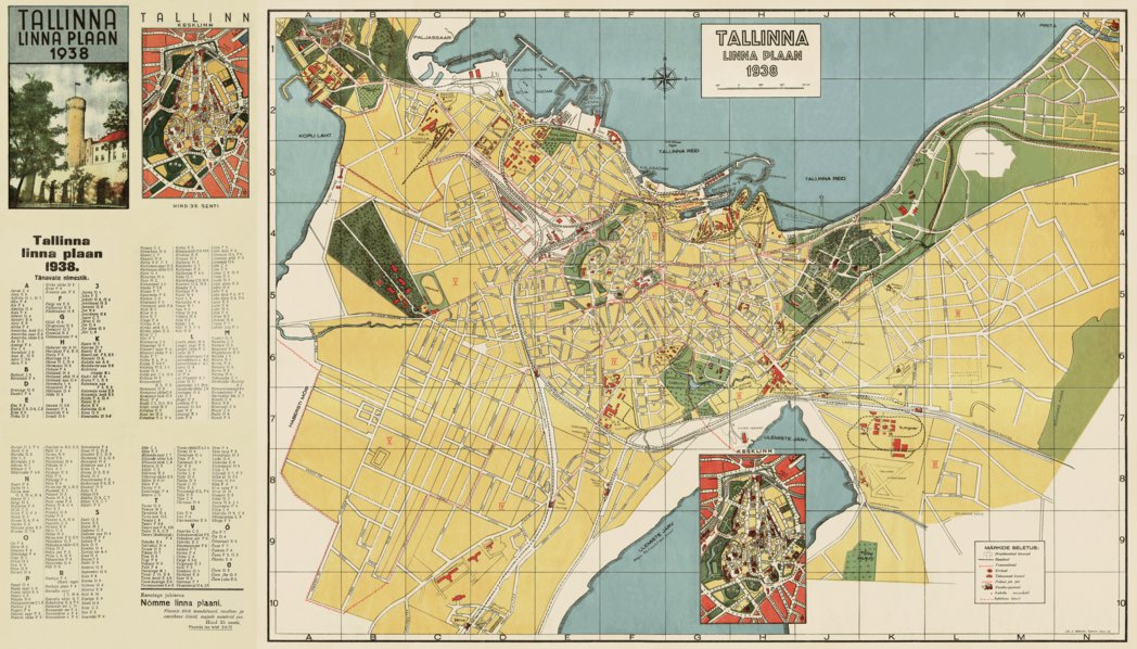 Tallinna linna plaan, 1938. Tallinn City Map of 1938 map by Waldin ...