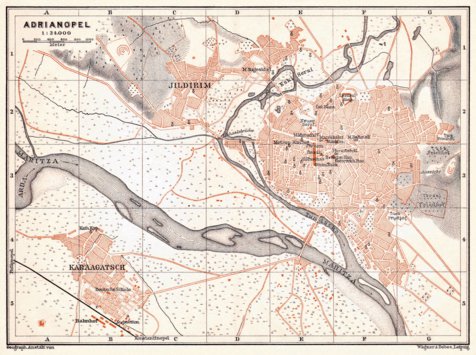 Adrianople (Edirne) city Map, 1905 by Waldin | Avenza Maps