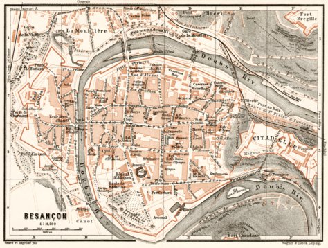 Besançon city map, 1909 by Waldin | Avenza Maps