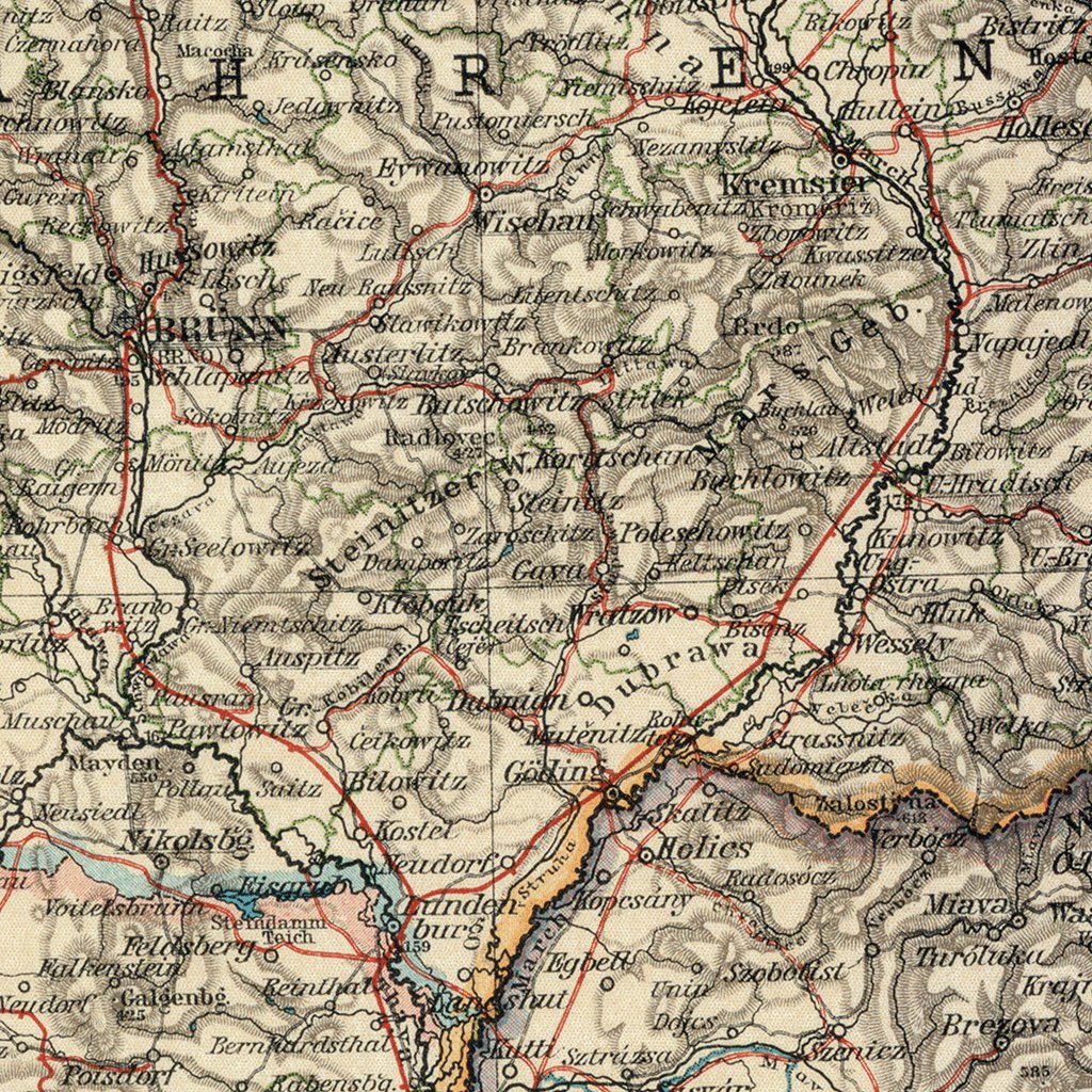 Bohemia, Moravia and Silesia Map, 1905 map by Waldin - Avenza Maps ...