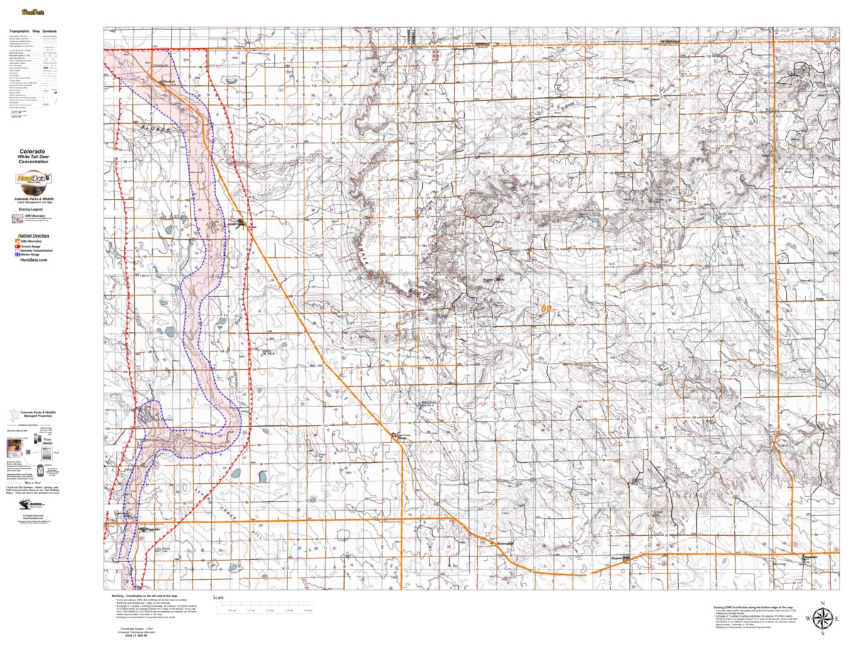 HuntData Colorado Unit 88 Whitetail Deer Concentration map by HuntData ...