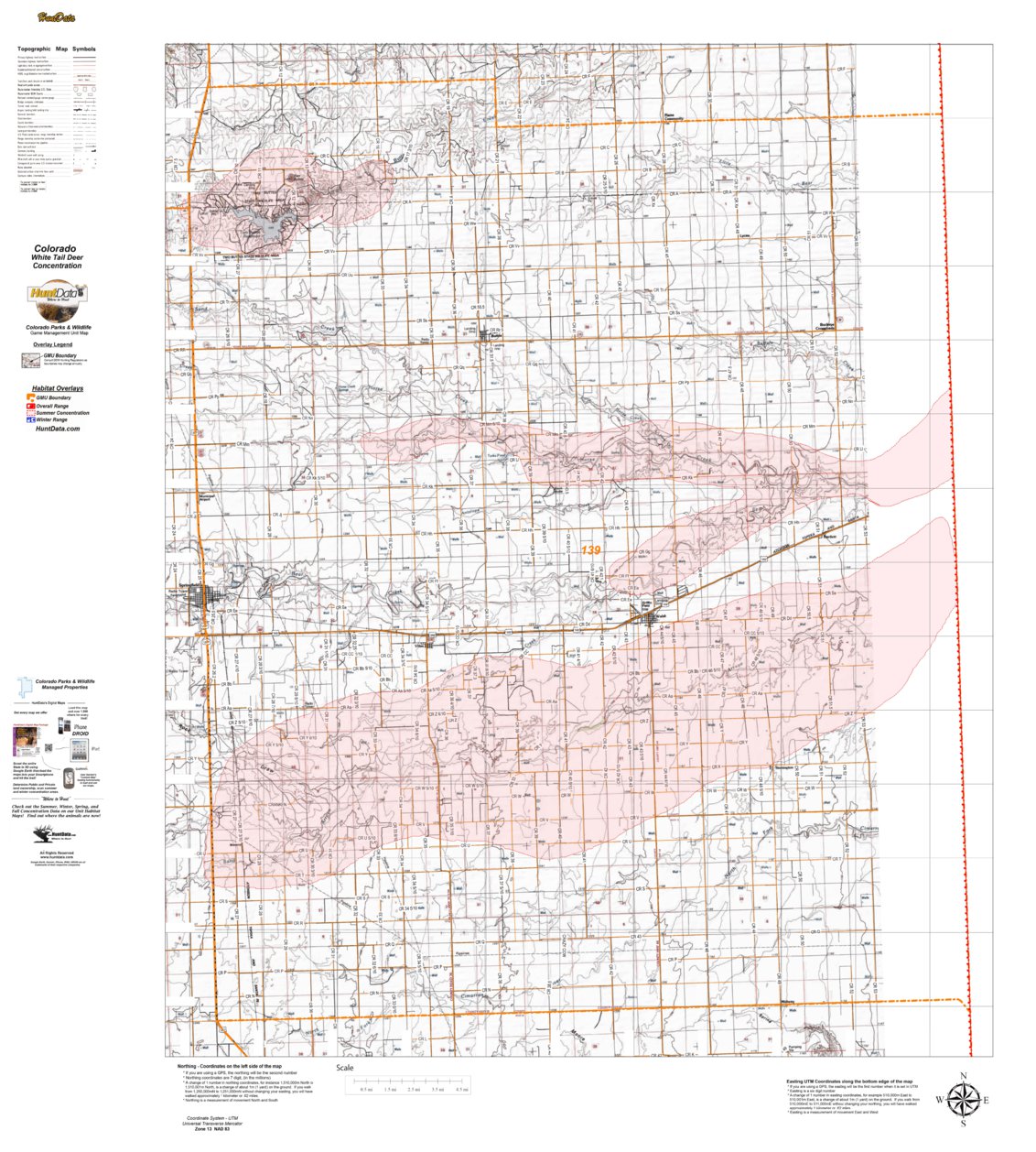 HuntData Colorado Unit 139 Whitetail Deer Concentration Map by HuntData ...