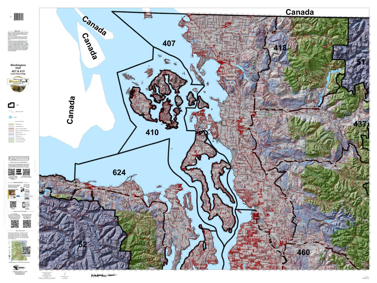 Washington Hunting Unit(s) 407 419 Landownership Map by HuntData LLC  Avenza Maps