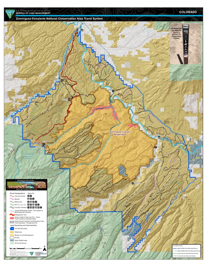 Dominguez Escalante National Conservation Area Travel Map Map By Bureau Of Land Management 8802