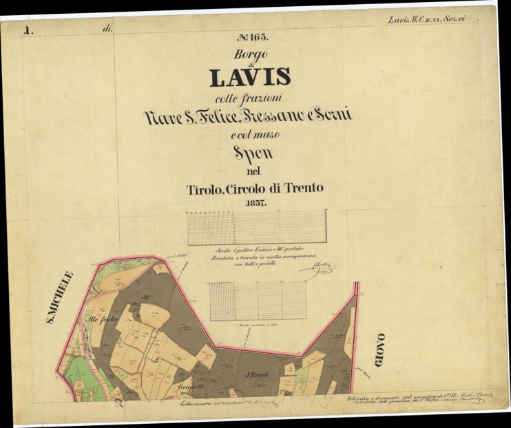 LAVIS Mappa originale d'impianto del Catasto austro-ungarico. Scala 1: ...