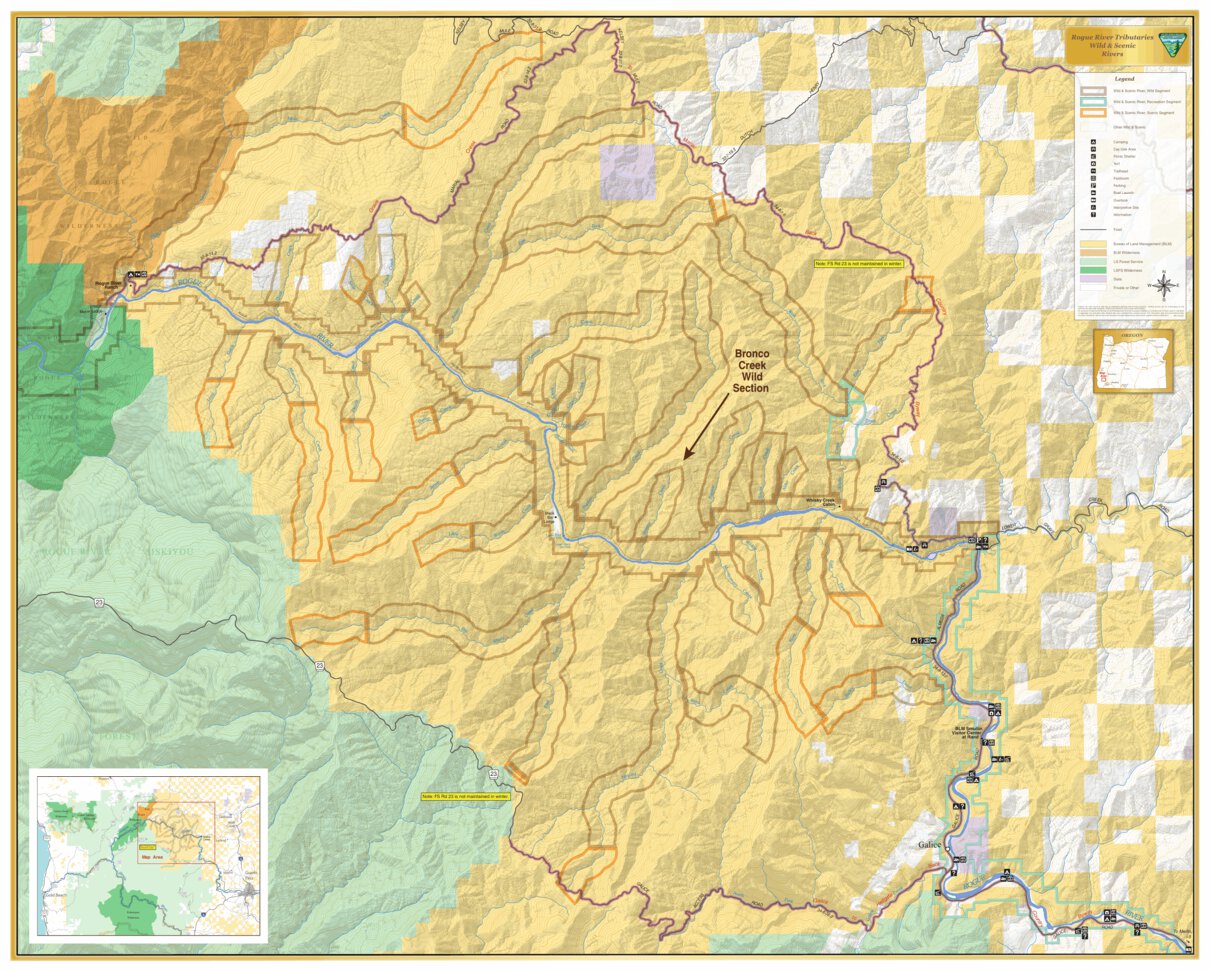 Rogue River Tributaries Bronco Creek Wild And Scenic River Map By Bureau Of Land Management 3588