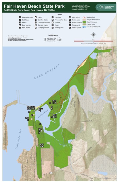 Fair Haven Beach State Park Trail Map by New York State Parks | Avenza Maps