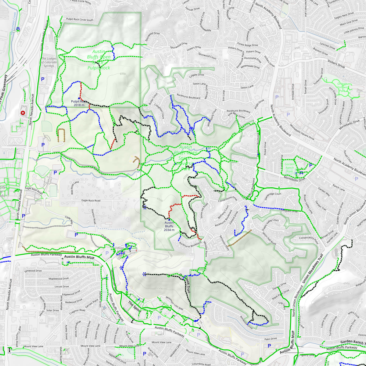 Colorado Springs Trail Steepness Map Map By Orbital View Inc