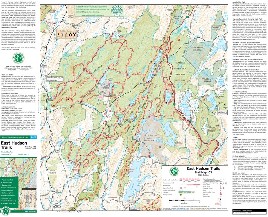 East Hudson (Fahnestock- Map 103) : 2023 : Trail Conference by New York ...