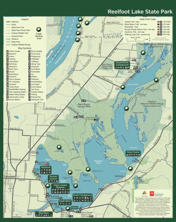 Reelfoot Lake State Park Map by Tennessee State Parks | Avenza Maps