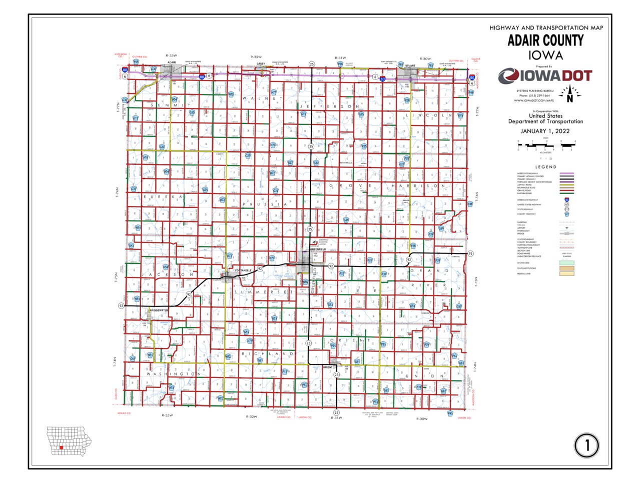 Adair County Iowa Map By Iowa Department Of Transportation Avenza Maps Avenza Maps 0395