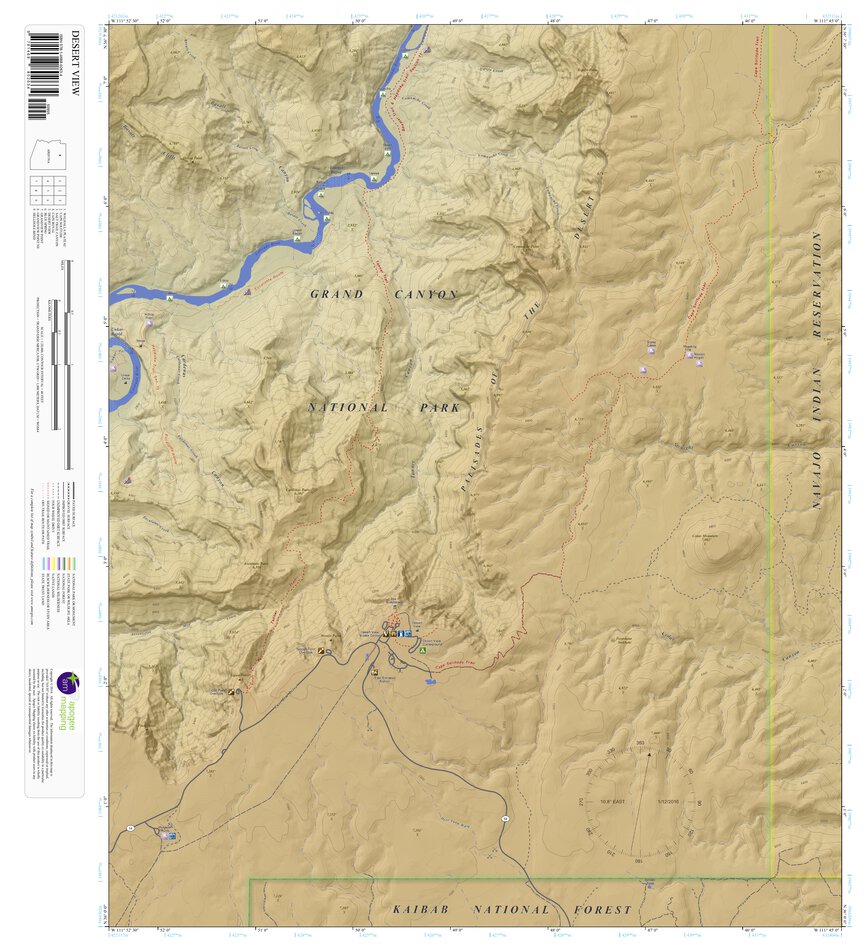 Desert View Arizona 75 Minute Topographic Map Color Hillshade By Apogee Mapping Inc 9290