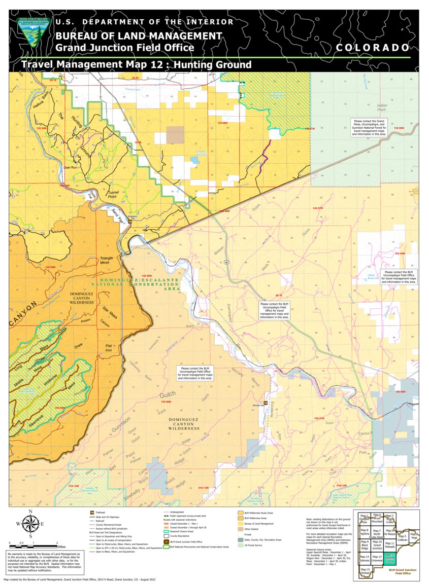 Blm Co Gjfo Travel Management Map 12 Hunting Ground Map By Bureau Of Land Management Colorado 4496