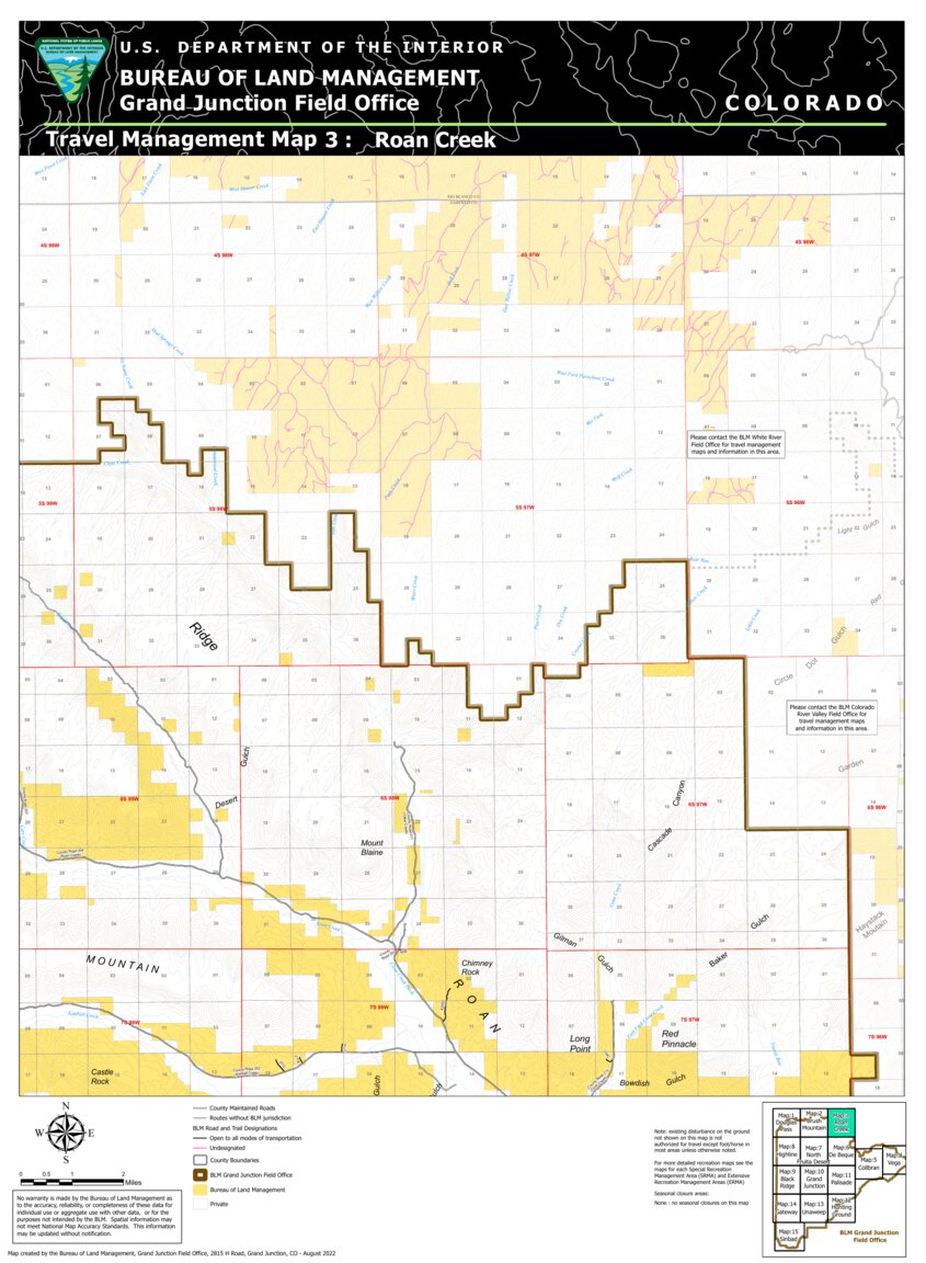 Blm Co Gjfo Travel Management Map 3 Roan Creek By Bureau Of Land Management Colorado Avenza Maps 6124