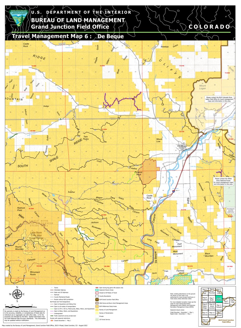 Blm Co Gjfo Travel Management Map 6 De Beque By Bureau Of Land Management Colorado Avenza Maps 6915