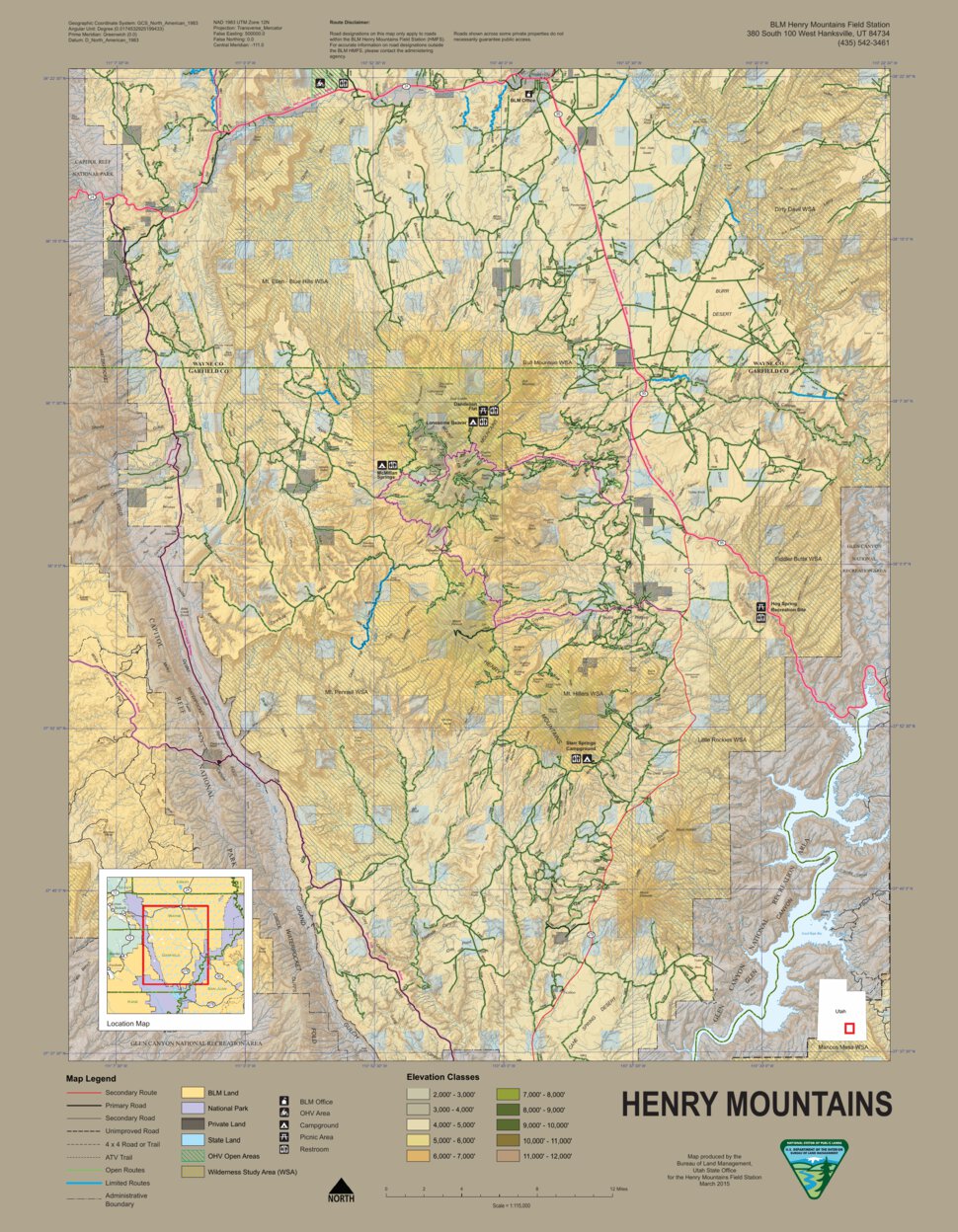 Henry Mountains Utah Map 