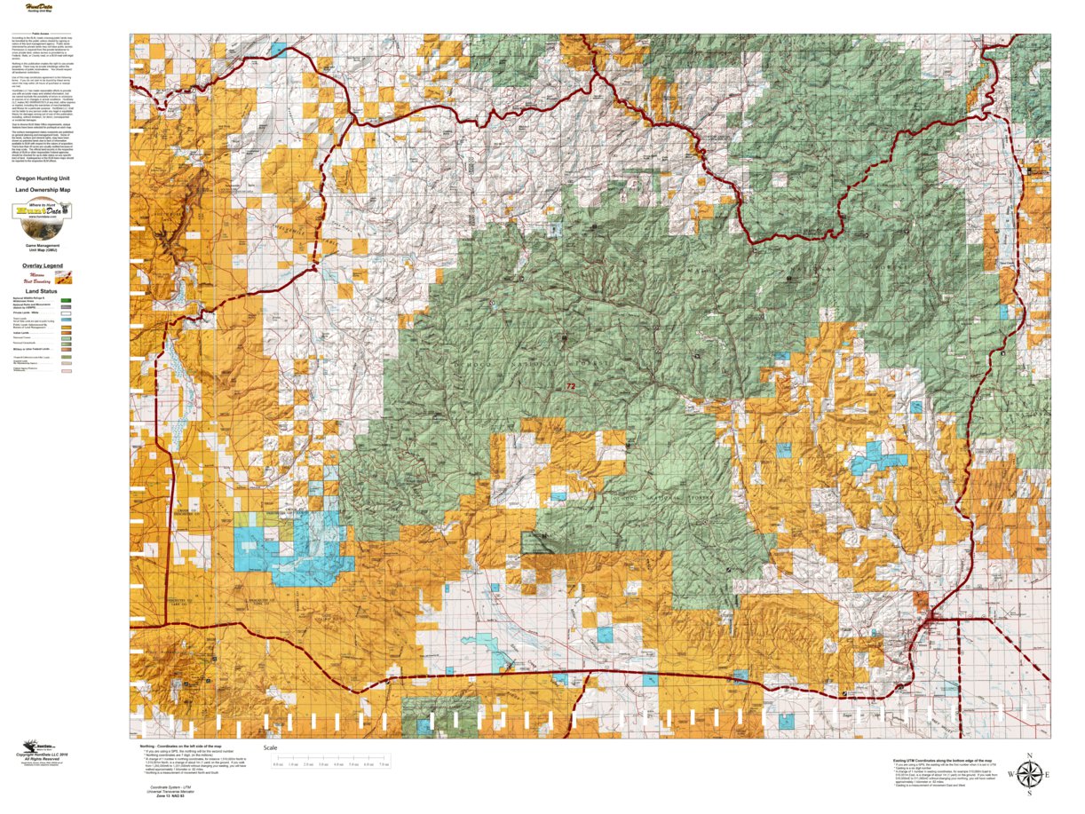 Oregon Hunting Unit 72 Silvies Land Ownership Map Map By Huntdata Llc Avenza Maps 4641