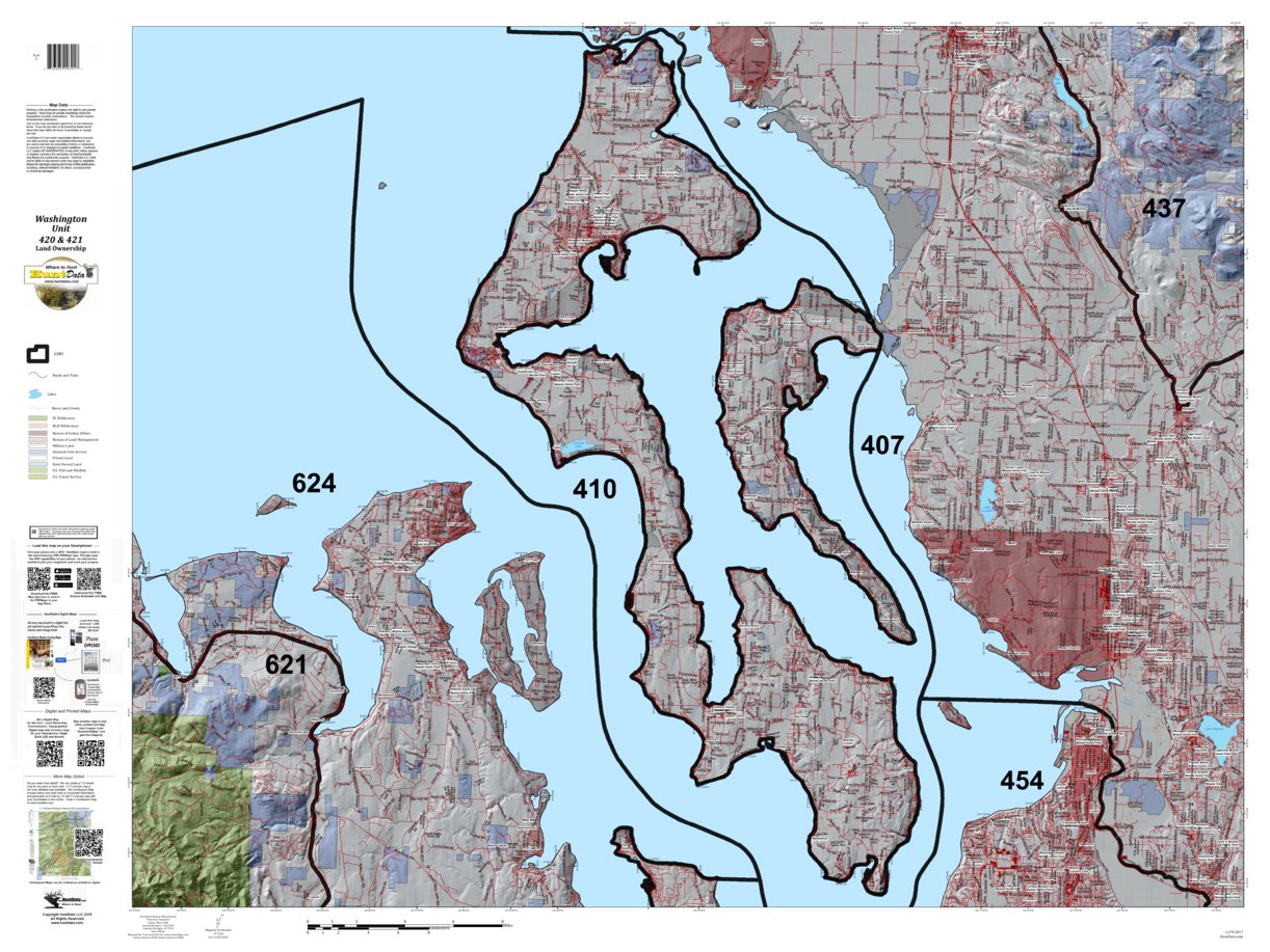 Washington Hunting Unit(s) 420 421 Landownership Map by HuntData LLC