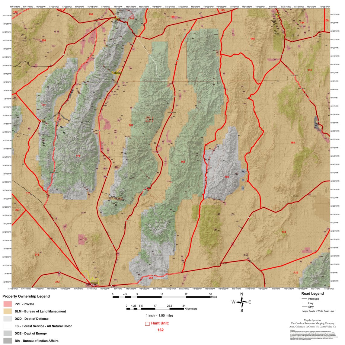 Nevada Hunt Unit 162 Hunt Nevada Map by Map the Xperience Avenza Maps