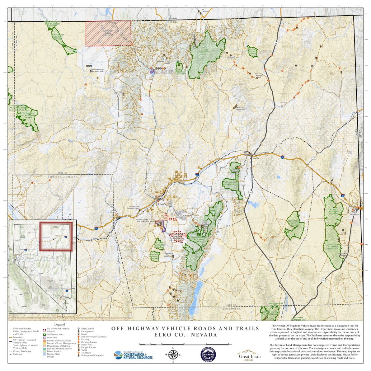 Elko County OHV Trails Map by Nevada Department of Conservation and ...