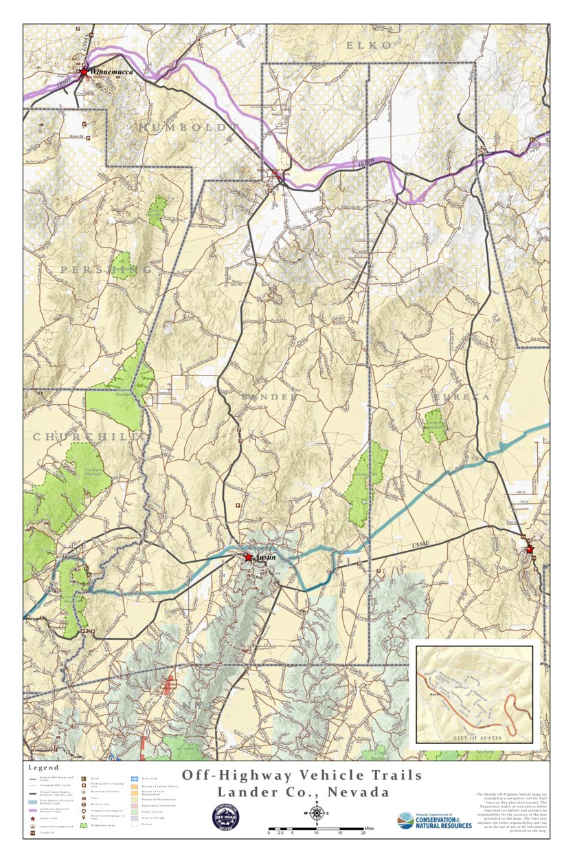 Lander County OHV Trails Map by Nevada Department of Conservation and ...