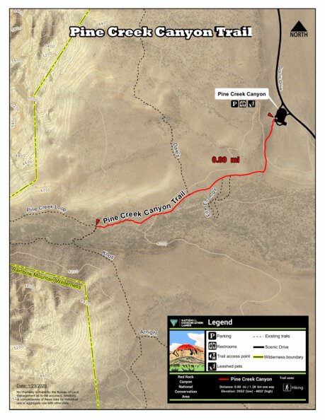 Pine Creek Canyon Trail Map By Red Rock Canyon National Conservation Area Avenza Maps 2594