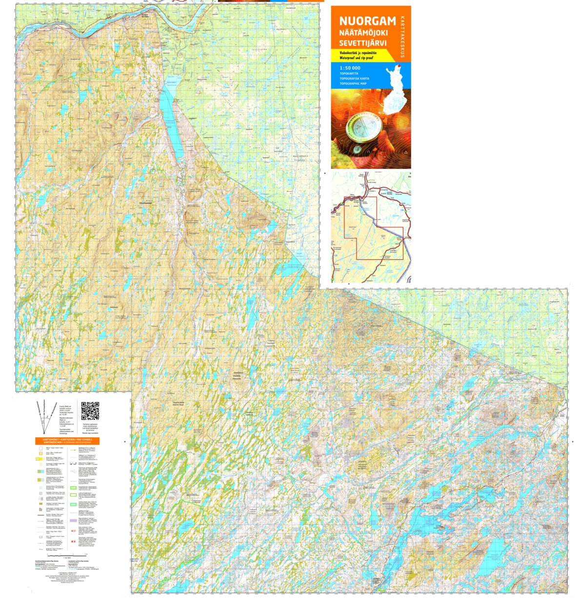 Nuorgam Näätämöjoki Sevettijärvi, Topokartta 1:50 000 map by Tapio Palvelut  Oy / Karttakeskus - Avenza Maps | Avenza Maps