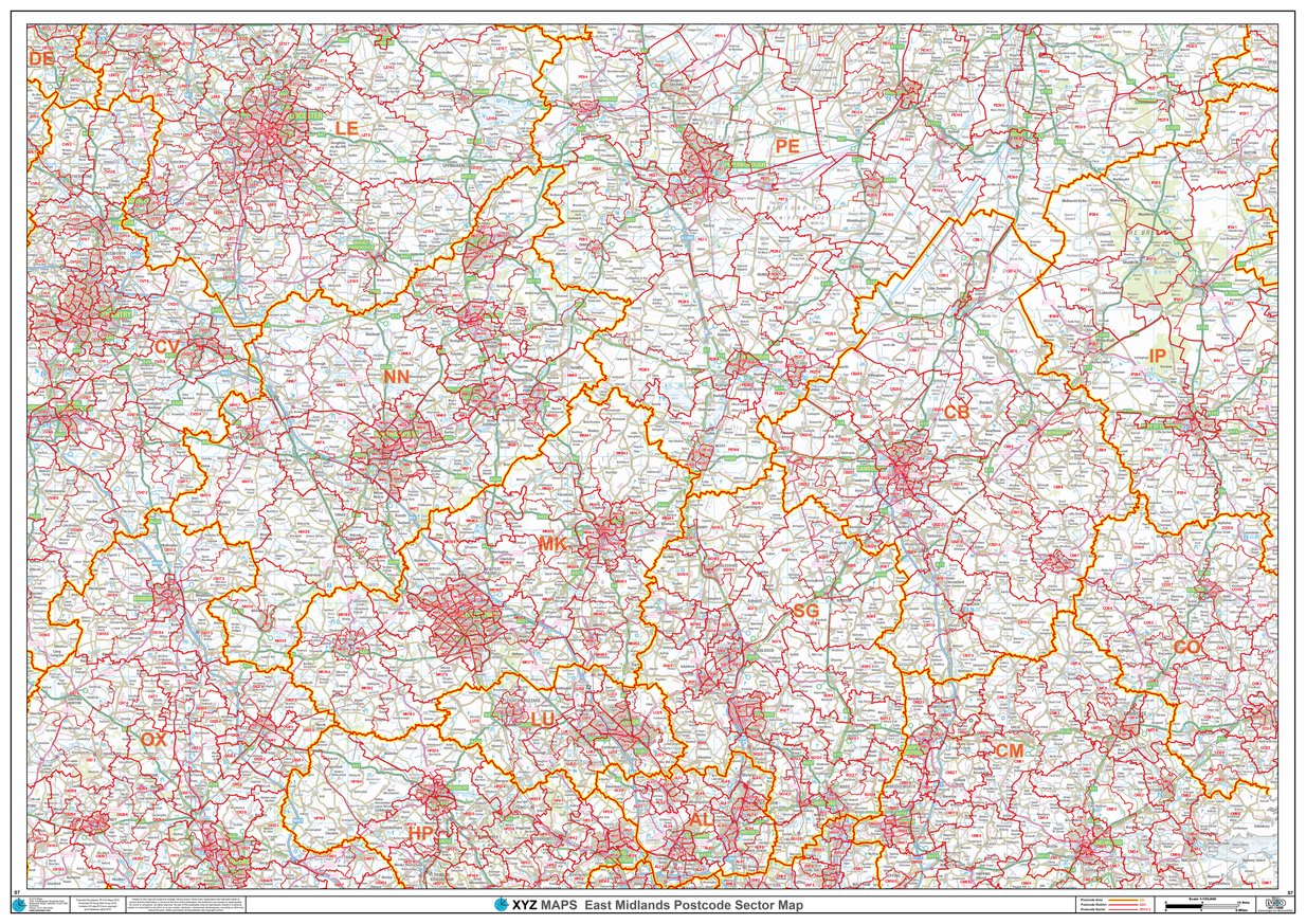 Xyz Postcode Sector Map S7 East Midlands Map By Xyz Maps Avenza Maps Avenza Maps 1926