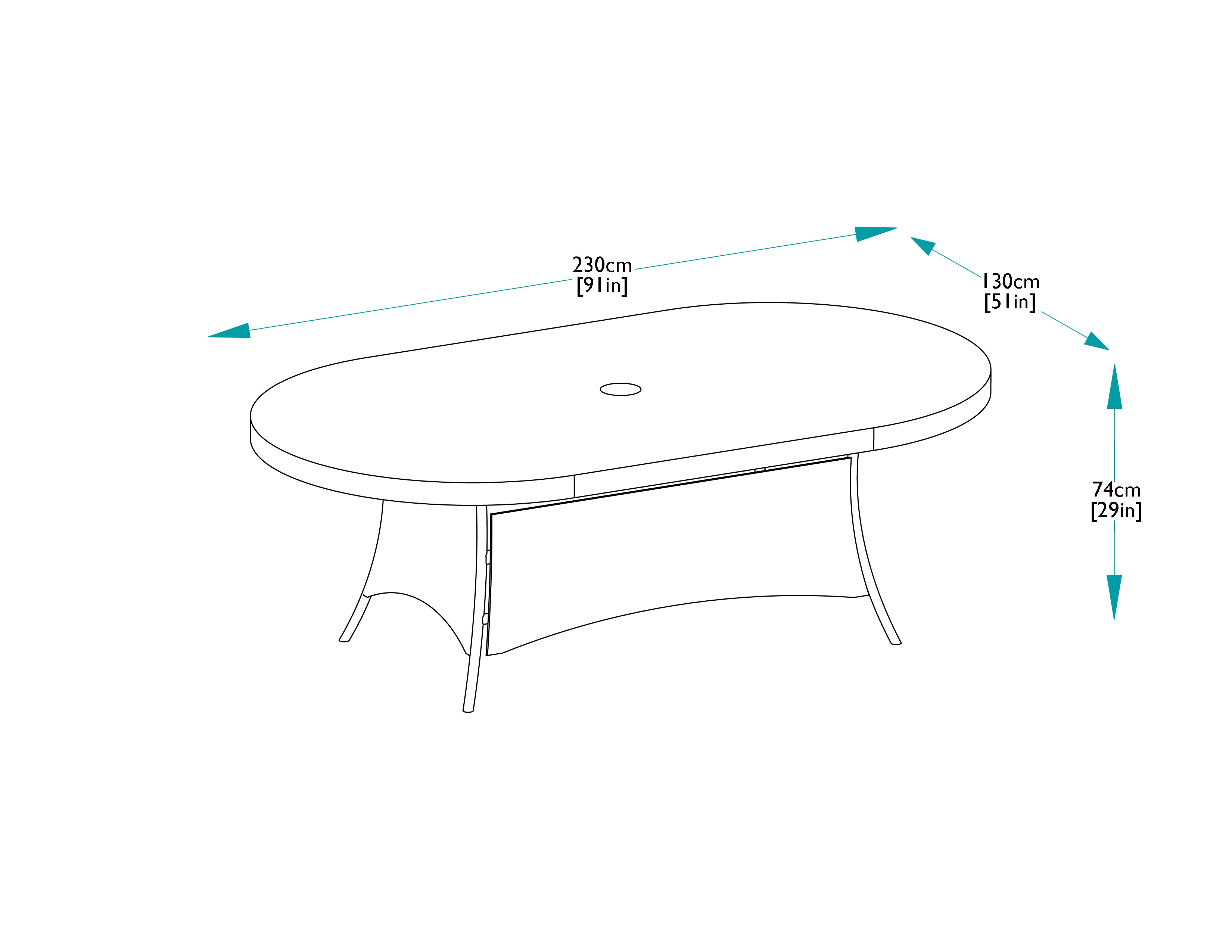 oval dining table for 8 dimensions