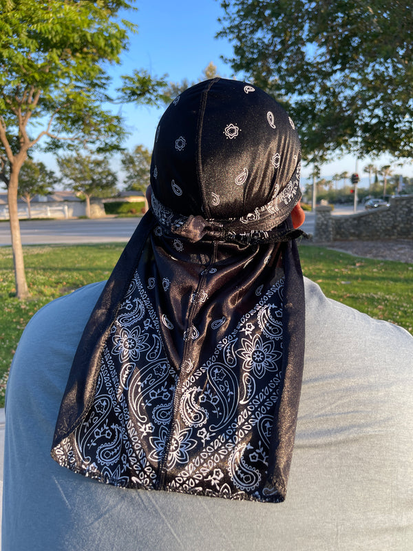 MANSA'S Navy and White Satin Bandana Durag – Mansa's