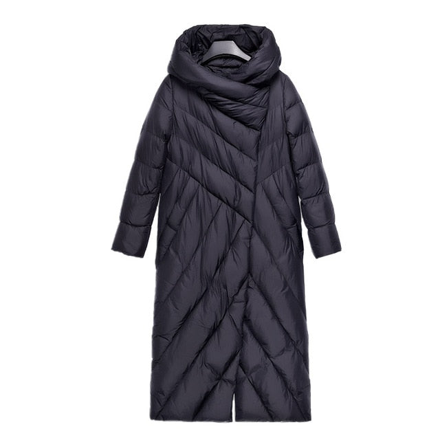 women's long down jacket parka outwear with hood quilted coat female plus size Cotton clothes Warm Top Brand Quality  19-091