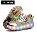Load image into Gallery viewer, One/Two Wheels USB Charging Sneakers Led Light Roller Skate Shoes for Children Kids Led Shoes Boys Girls Shoes Light Up Unisex
