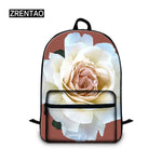 将图片加载到图库查看器，ZRENTAO 3D flower school backpack teens cotton note book computer bag casual daily mochilas traveling bags with botttle pocket
