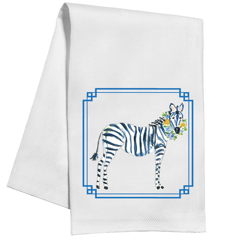 Zebra Tea Towel With Placed Animal Print 