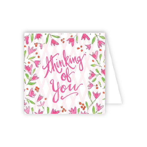Thinking Of You Pink Flowers Enclosure Card