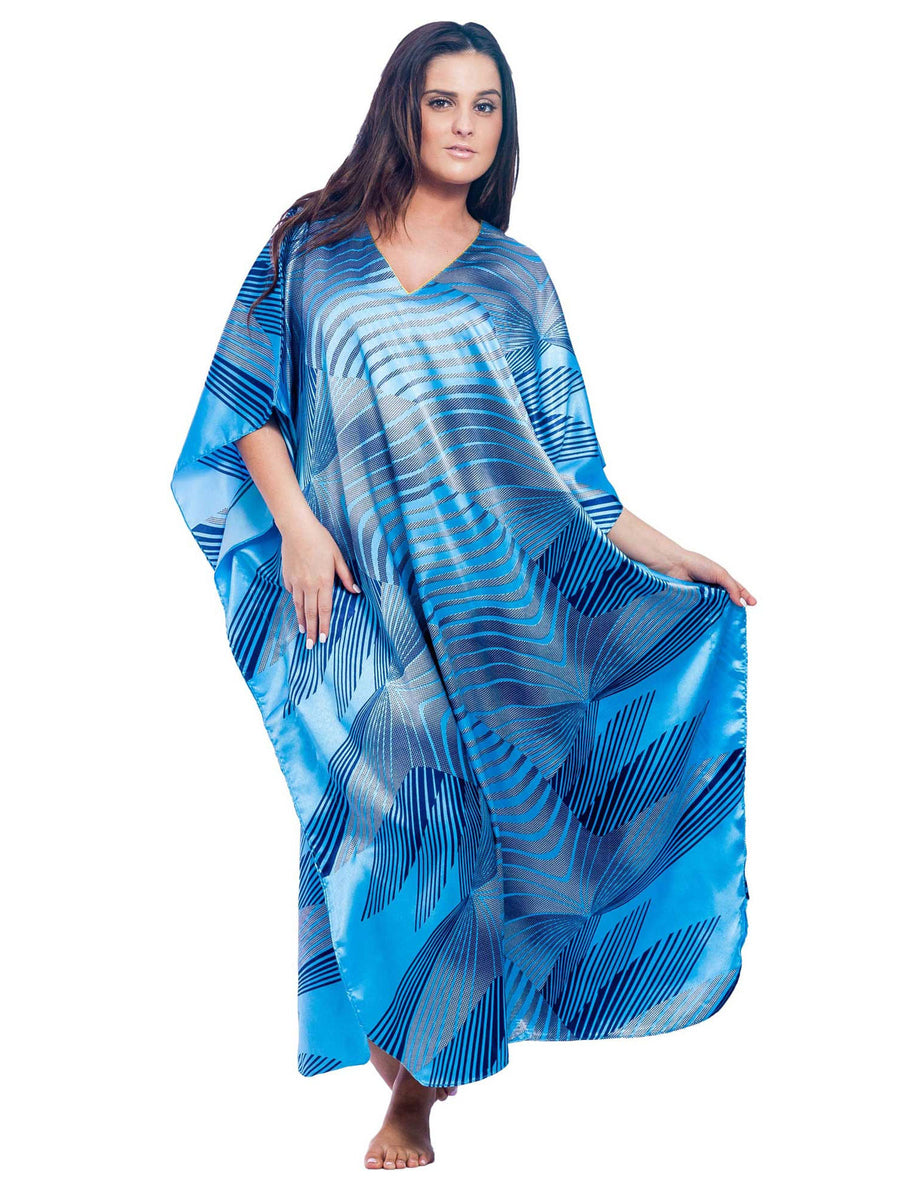 Women's Long Satin Caftan / Kaftan / Muumuu, Polar Vortex Print ...