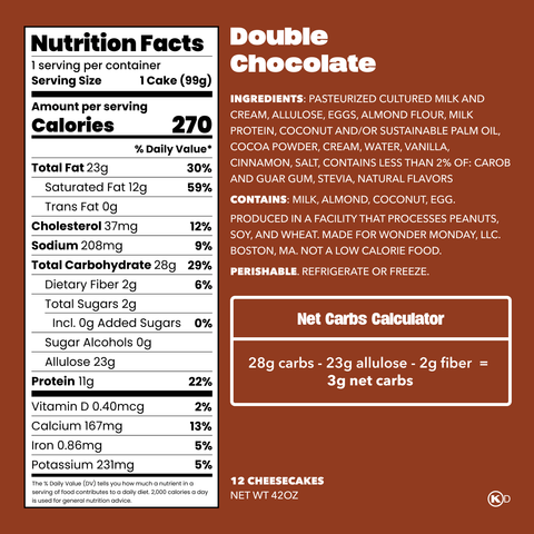 Double Chocolate Cheesecake Nutrition