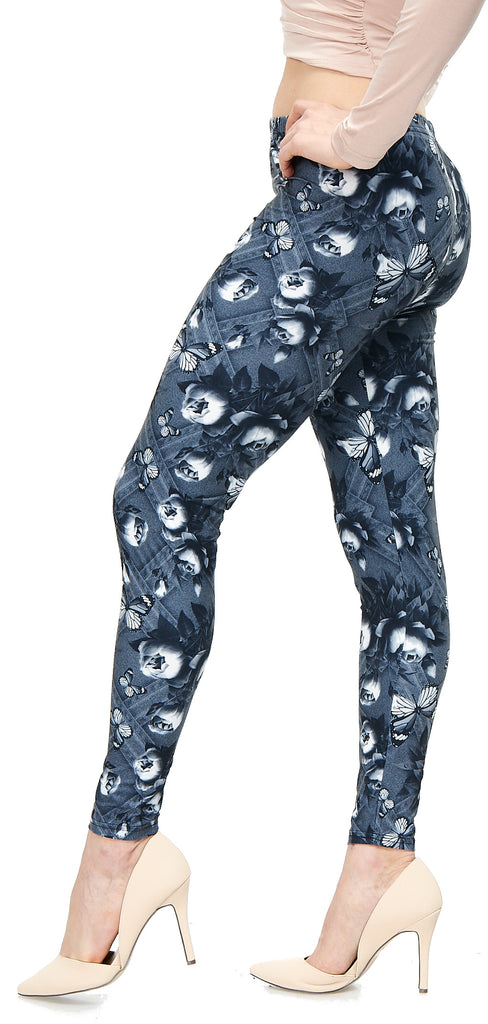 LMB Lush Moda Extra Soft Leggings for Women with Print Designs for