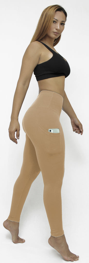 LMB Capri Leggings for Women Buttery Soft Polyester Fabric, Brown, XL - 3XL