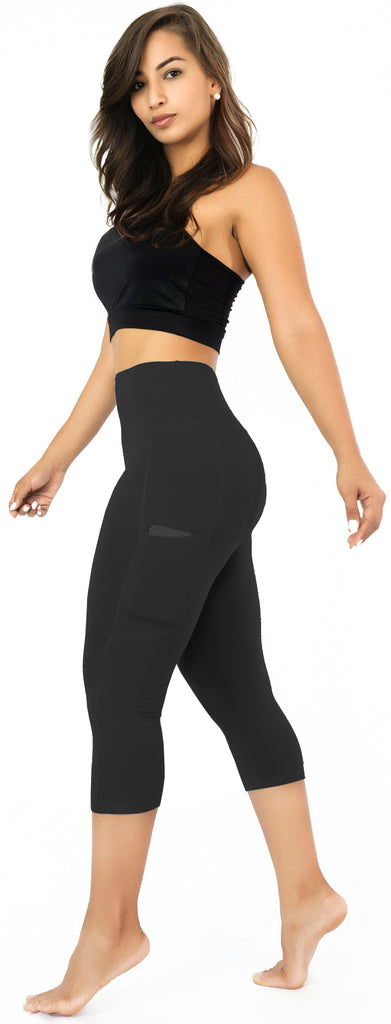 Women's Buttery Soft Activewear Capri Leggings with Pockets (Small