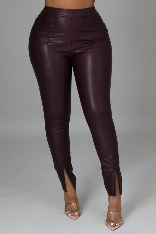 Dark Brown Faux Leather Pants