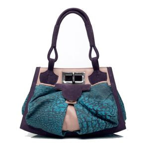 “Anya sushko London”Bowgard 粉色纳帕皮和紫色手提包。