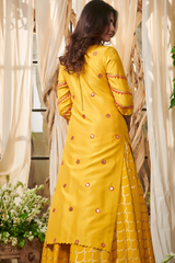 Yellow Pearl jaal kurta with lehenga set