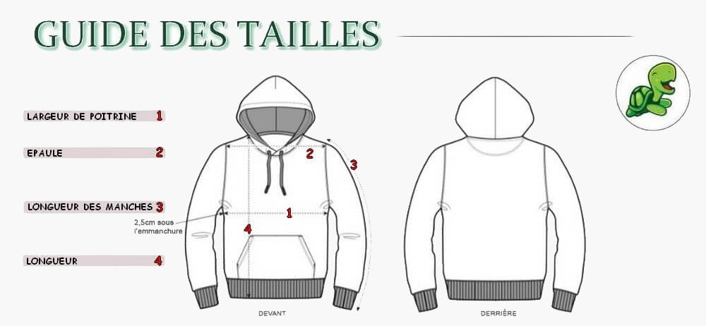 Guide taille pull sweat reptile