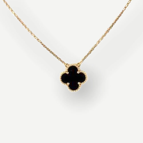 Black Clover Necklace, Gold Plated Clover Necklace, GESSO
