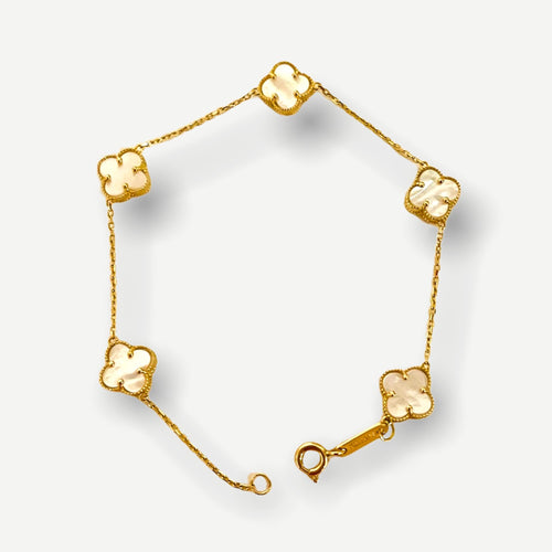 14k Gold Plated Black Clover Bracelet with Black Beads – La Lila Inc