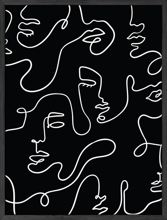 abstract faces black and white