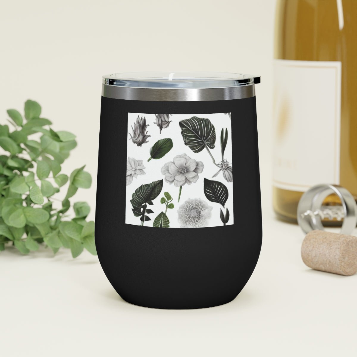 Bring The Beauty Of Nature Indoors With Our Stunning Botanical Design 12 oz Insulated Wine Tumbler - Me By Me