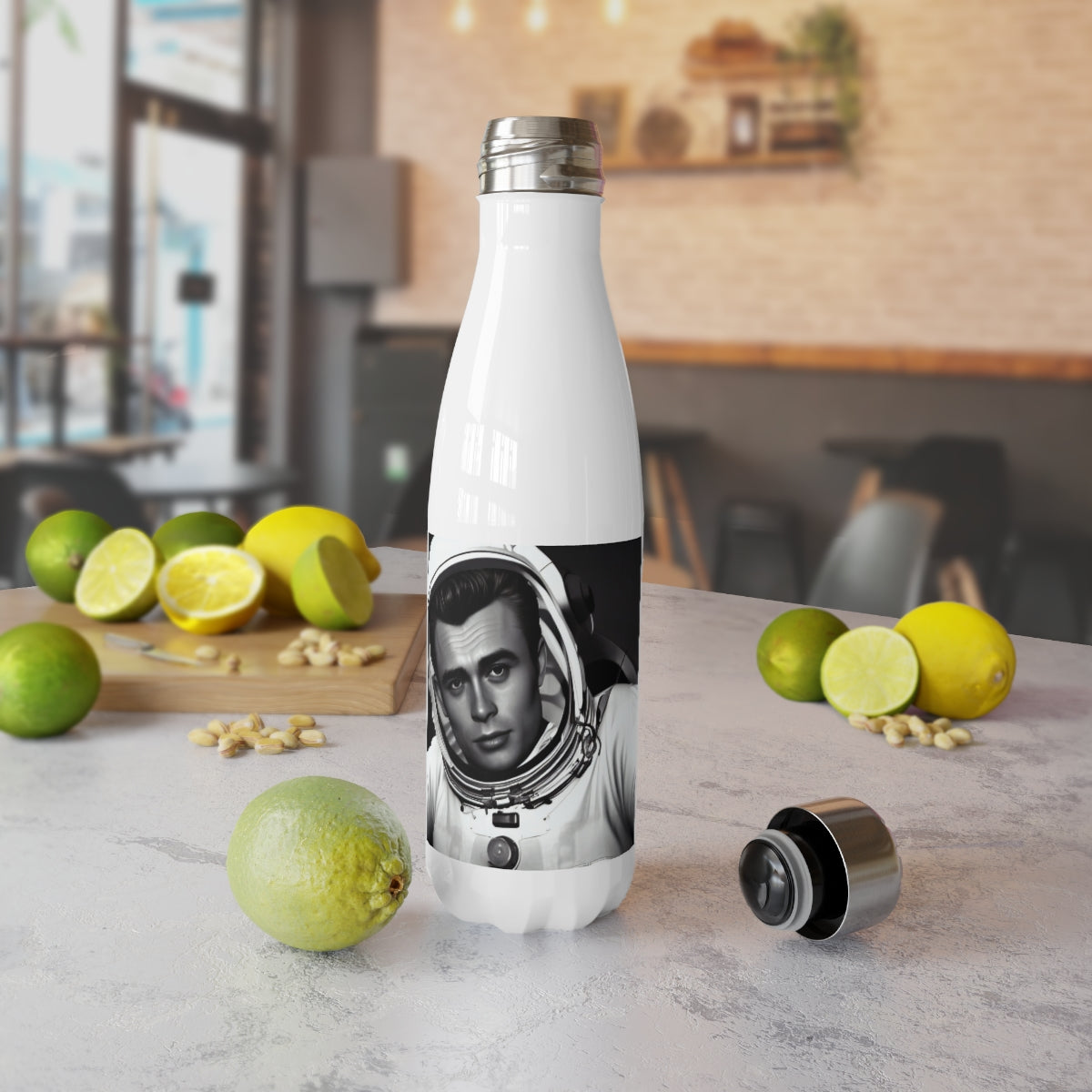 Soaring Into The Cosmos With Iconic Actor James Dean Stainless Steel Water Bottle 17oz